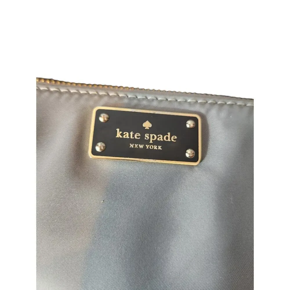 Kate Spade‎ New York gray nylon crossbody gold trim adjustable strap
